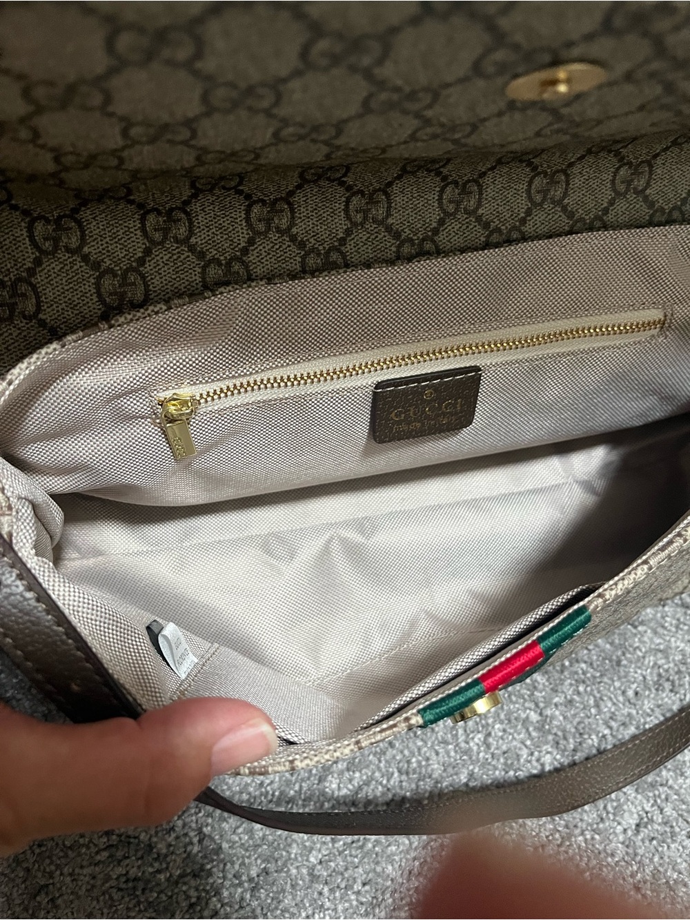 Madison bag Beige Monogram Shoulder Bag with Green and Red Stripe - Picture 4 of 8